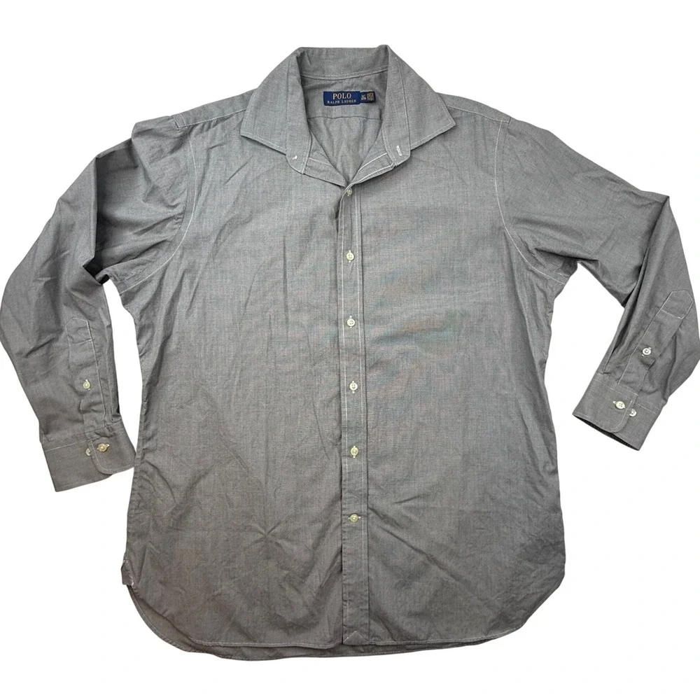 Polo Ralph Lauren Mens Dress Shirt 16.5‎ 32/33 Black White Cotton classic preppy